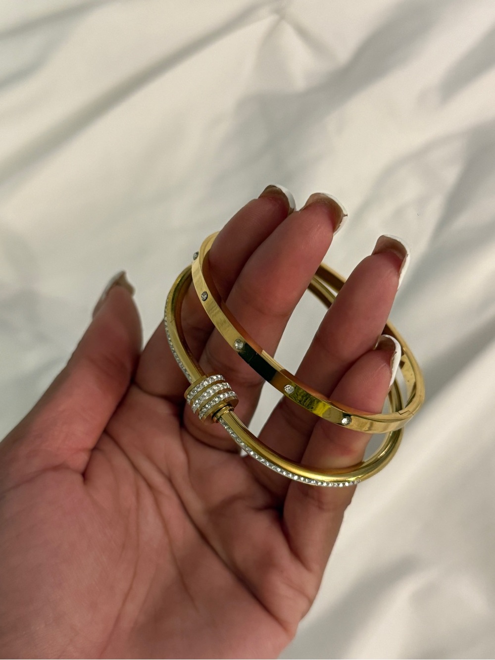 Gold Crystal Accent Women’s Bangle Bracelets Jewellery Stack Cuffs